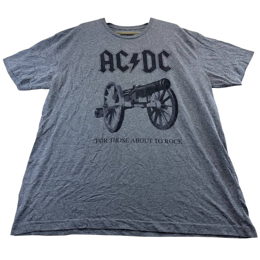 AC/DC T-Shirt Mens XL Gray For Those About to Rock Cannon Graphic Short Sleeve